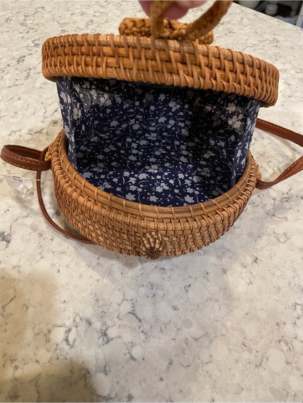 Woven Round Crossbody Bag - Brown - Picture 4 of 4